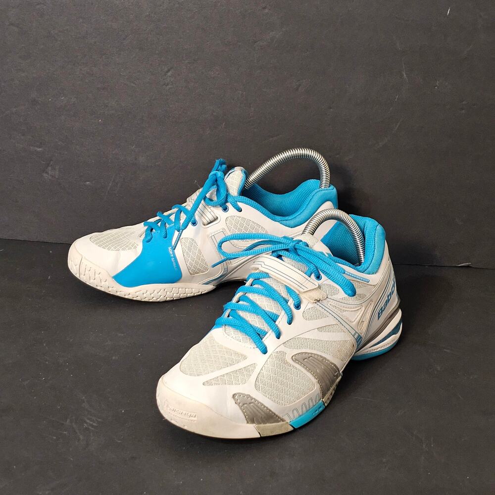 Babolat ProPulse 4 Sneaker Women Size 9 Hook And Loop White Blue Tennis Shoes